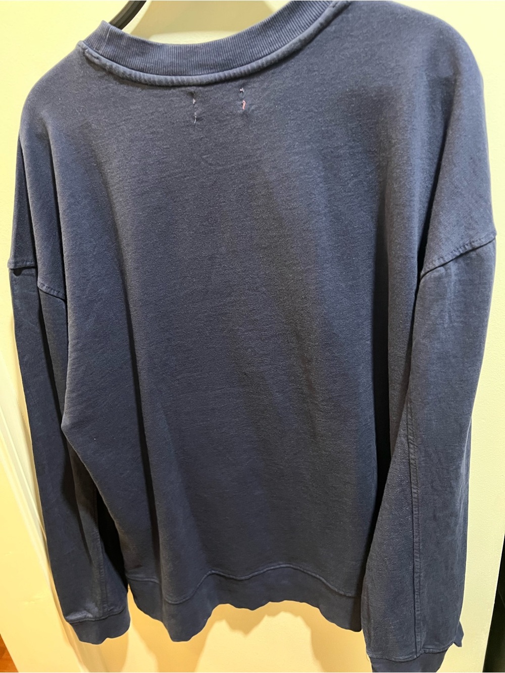 Simply Southern Navy Crewneck Sweatshirt with Red & White Flag Patch - Picture 8 of 8